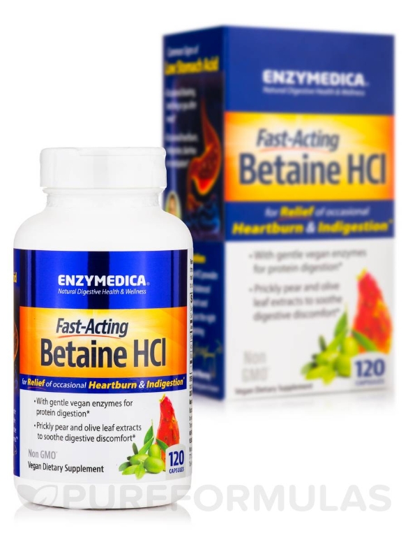 Fast-Acting Betaine HCL - 120 Capsules - Alternate View 1