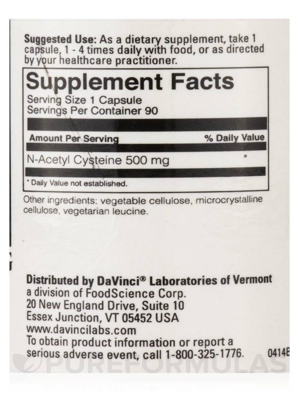 N-Acetyl Cysteine 500 mg - 90 Vegetarian Capsules - Alternate View 3