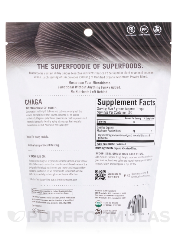 Organic Mushroom Chaga Support Powder - 7.05 oz (200 Grams) - Alternate View 1