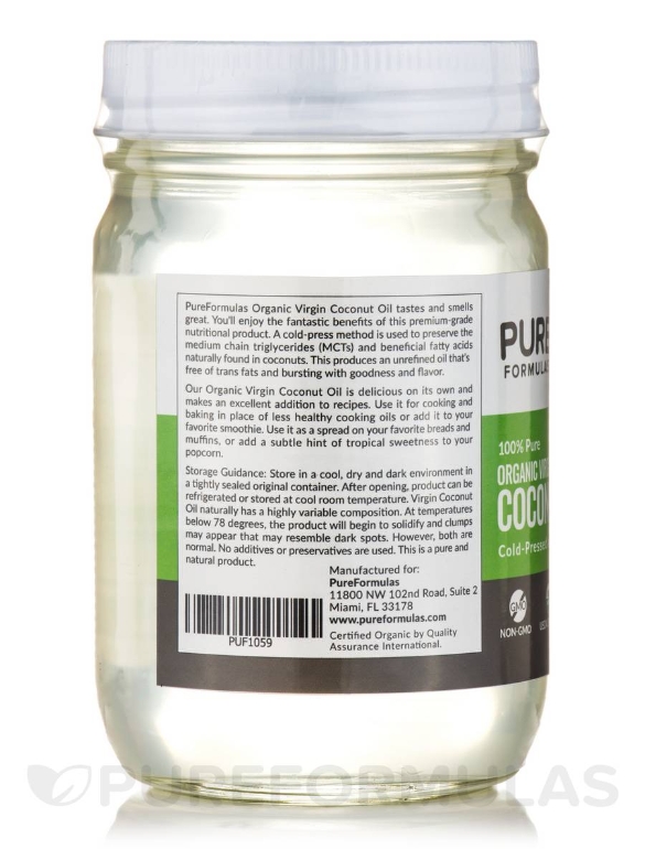 100% Pure Organic Virgin Coconut Oil - 12 fl. oz (355 ml) - Alternate View 2