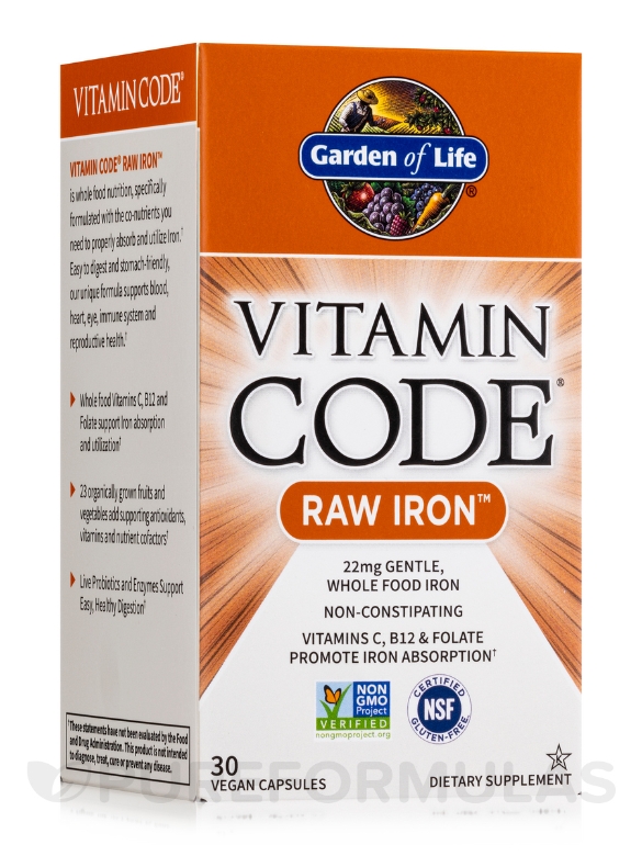 Vitamin Code® - Raw Iron - 30 Vegetarian Capsules