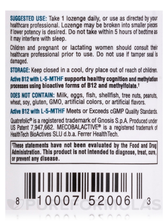 Active B12 with L-5-MTHF - 60 Lozenges - Alternate View 4