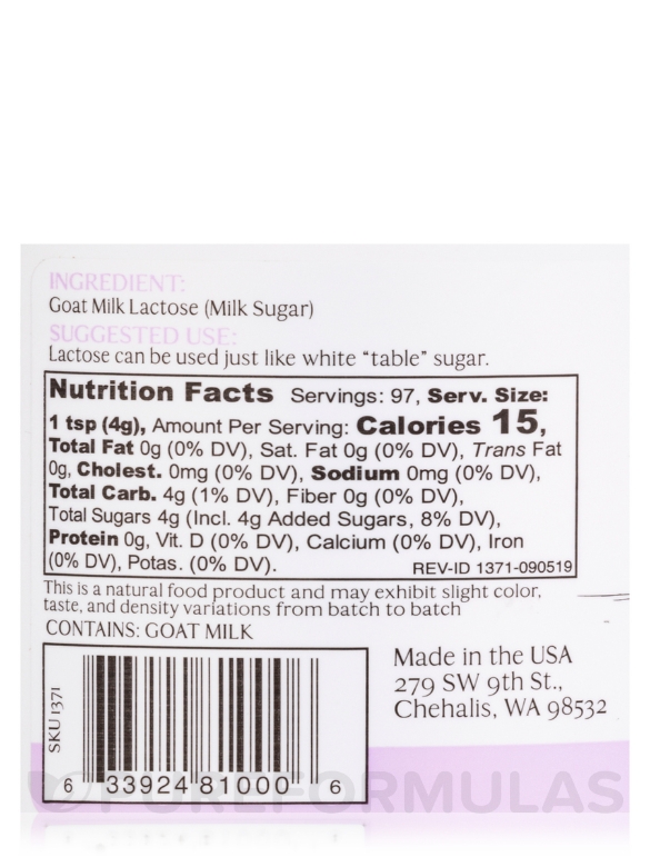 Goat Milk Lactose - 13.8 oz (391 Grams) - Alternate View 5