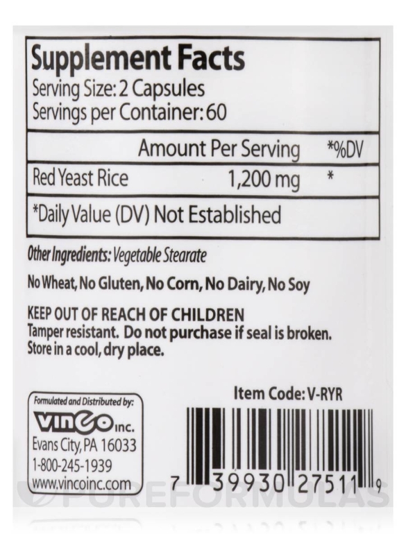 Red Yeast Rice - 120 Vegetarian Capsules - Alternate View 3