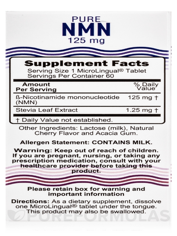 Pure NMN125 mg (Nicotinamide Mononucleotide) - 60 MicroLingual® Tablets - Alternate View 7