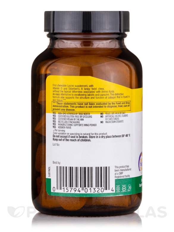 Chewable L-Lysine 600 mg - 60 Chewable Tablets - Alternate View 2