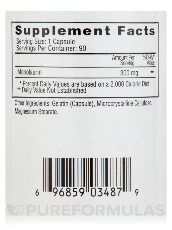 Monolaurin 300 mg - 90 Capsules - Alternate View 3