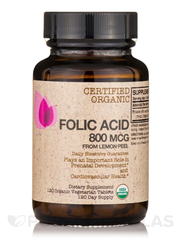 Certified Organic Folic Acid - 120 Vegetarian Tablets - Alternate View 7