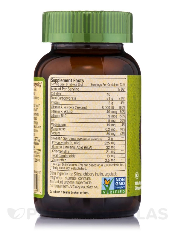 Hawaiian Spirulina 500 mg - 200 Tablets - Alternate View 2