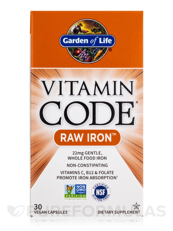 Vitamin Code® - Raw Iron - 30 Vegetarian Capsules - Alternate View 3