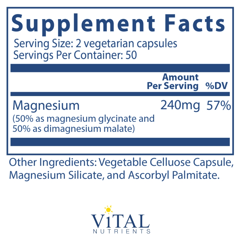 Magnesium (Glycinate/Malate) 120 mg - 100 Capsules - Alternate View 6