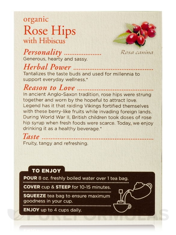 Organic Rose Hips With Hibiscus Tea - 16 Tea Bags - Alternate View 3