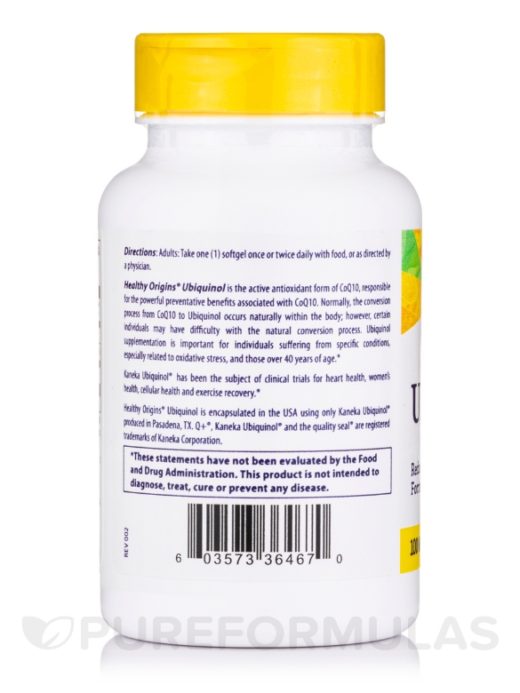 Natural Ubiquinol 100 mg - 60 Softgels - Alternate View 2