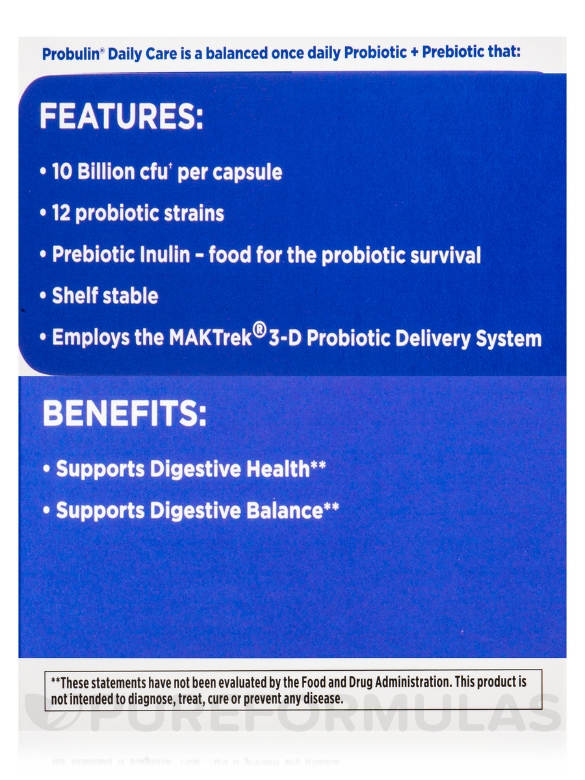 Daily Care Probiotic 10 Billion CFU - 30 Capsules - Alternate View 8