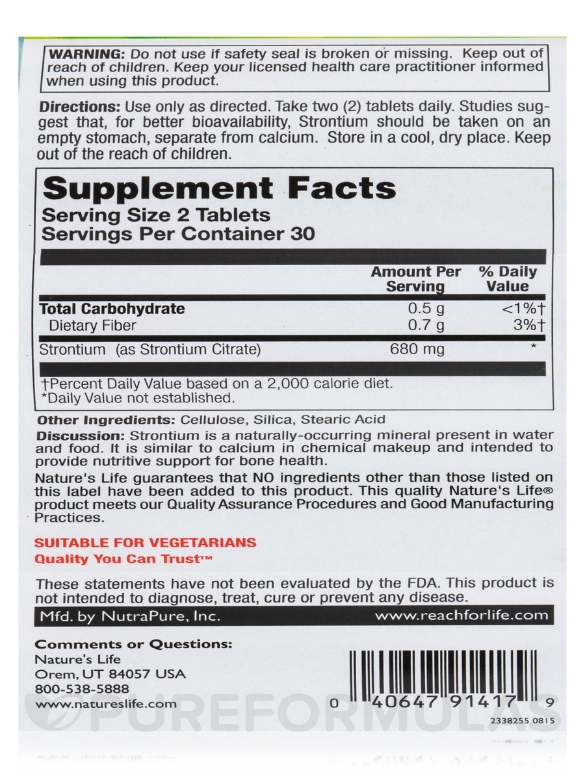 Strontium 680 mg - 60 Tablets - Alternate View 5