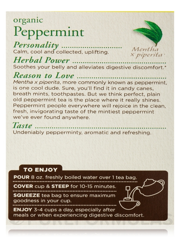 Organic Peppermint Tea - 16 Tea Bags - Alternate View 6