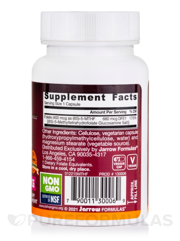 Methyl Folate 400 mcg - 60 Veggie Capsules - Alternate View 1