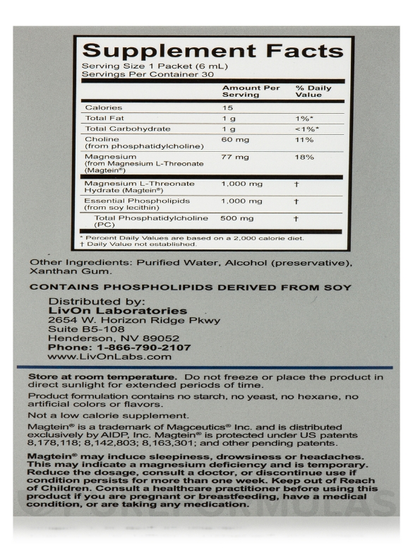 Lypo-Spheric® Magnesium L-Threonate - 30 Packets - Alternate View 7