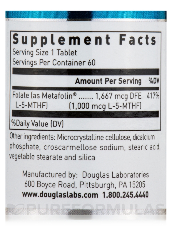 Methyl Folate L-5-MTHF - 60 Tablets - Alternate View 4