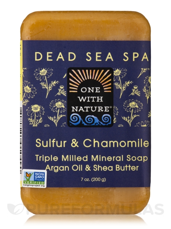 Sulfur & Chamomile - Triple Milled Mineral Soap Bar with Argan Oil & Shea Butter - 7 oz (200 Grams) - Alternate View 1