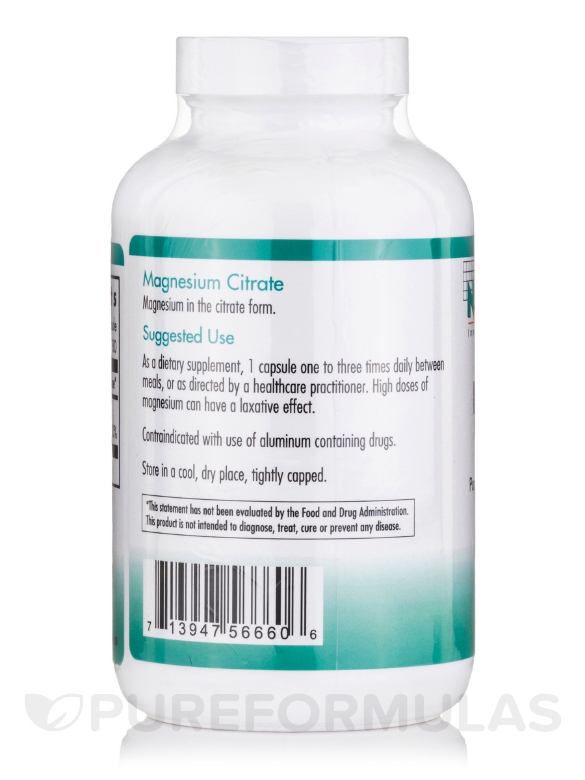 Magnesium Citrate - 180 Vegetarian Capsules - Alternate View 2