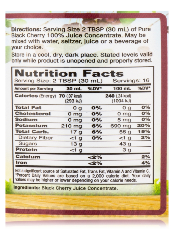 Pure Black Cherry Juice Concentrate (Unsweetened) (Plastic Bottle) - 16 fl. oz (473 ml) - Alternate View 3