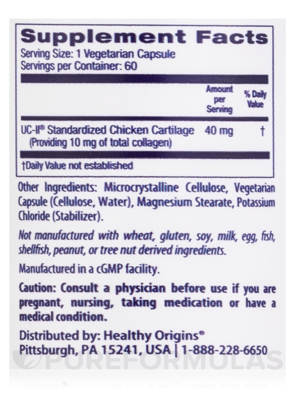 UC-II 40 mg (with Undenatured Type II Collagen) - 60 Veggie Caps - Alternate View 3