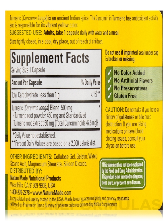 Turmeric Curcumin - 60 Capsules - Alternate View 4