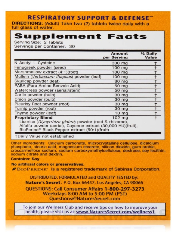 Respiratory Support & Defense™ - 60 Tablets - Alternate View 6