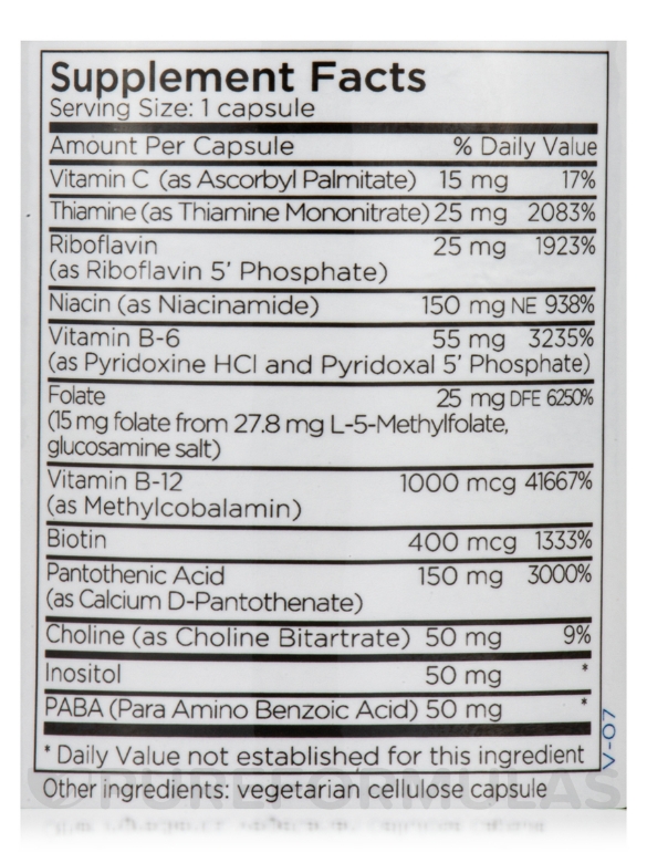 B-Complex + 15 mg L-Methylfolate - 30 Capsules - Alternate View 3