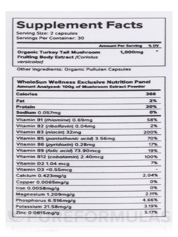 Organic Turkey Tail Mushroom - 60 Capsules - Alternate View 4