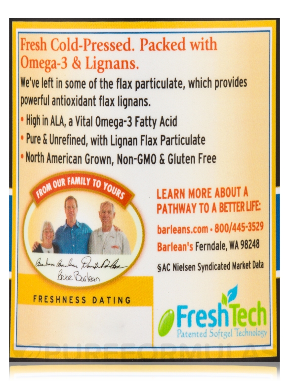 Flax Oil (Lignan) - 100 Softgels - Alternate View 4