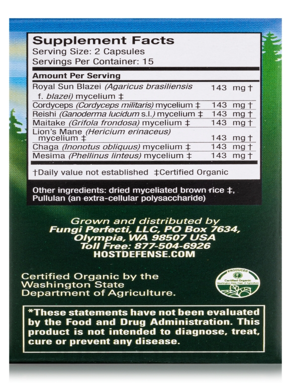 Organic Stamets 7® - 30 Vegetarian Capsules - Alternate View 7