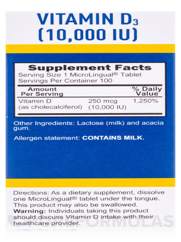 Vitamin D3 1000 IU - Extra Strength - 100 MicroLingual® Tablets - Alternate View 7