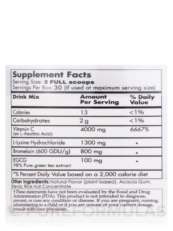 Sufficient-C® High Dose Vitamin C Lemon Peach Immune-Ade Drink Mix - 250 Grams - Alternate View 4