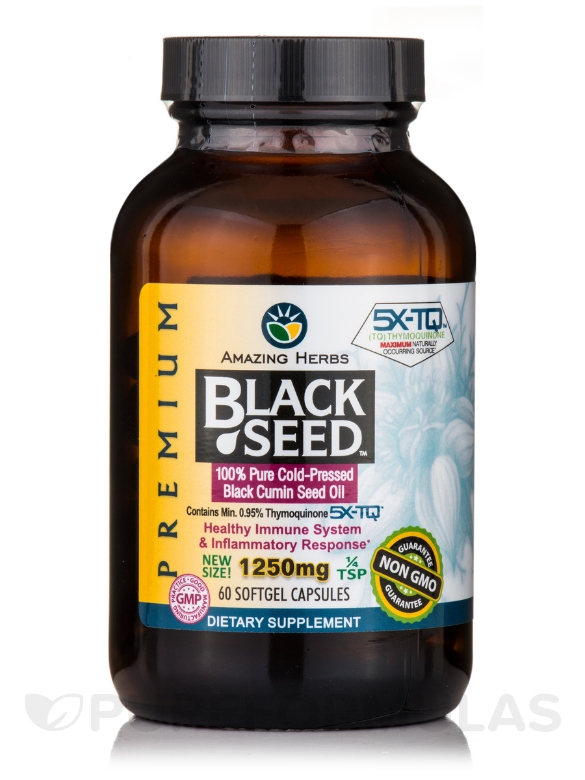 Premium Black Seed Oil 1250 mg - 60 Softgel Capsules