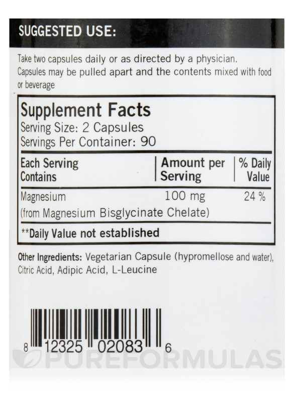 Magnesium Glycinate Buffered Chelate - 180 Capsules - Alternate View 3