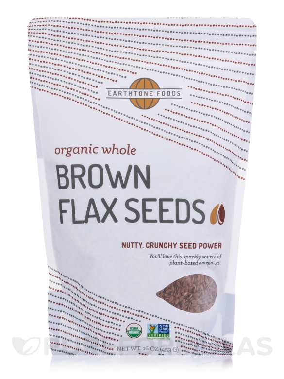 Organic Whole Sterilized Brown Flax Seeds - 16 oz (453 Grams)