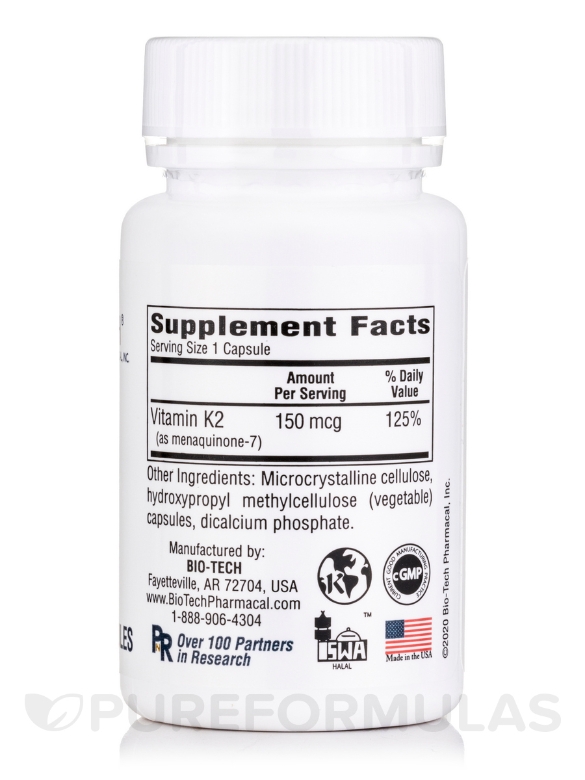 MK-7™ (Vitamin K2) - 100 Vegetable Capsules - Alternate View 1