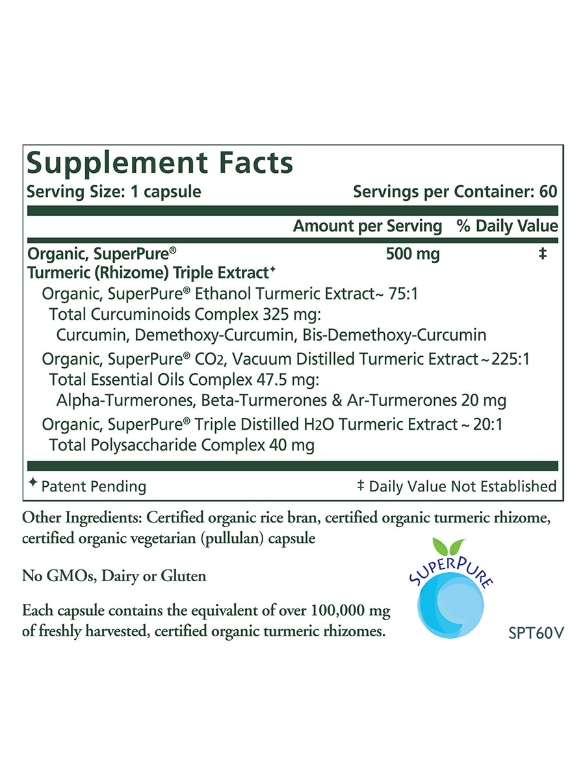 SuperPure® Turmeric Extract - 60 Capsules - Alternate View 3