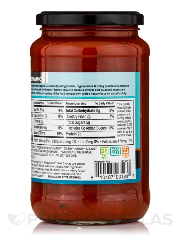 Solspring™ Biodynamic® Organic Porcini Mushroom Italian Pasta Sauce - 19.7 oz (560 Grams) - Alternate View 2