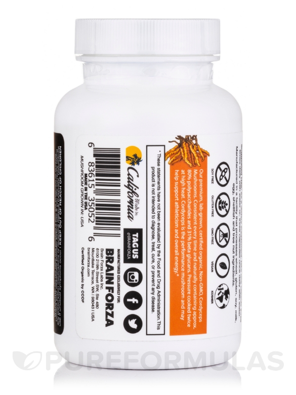 Organic Cordyceps Mushroom - 90 Capsules - Alternate View 1