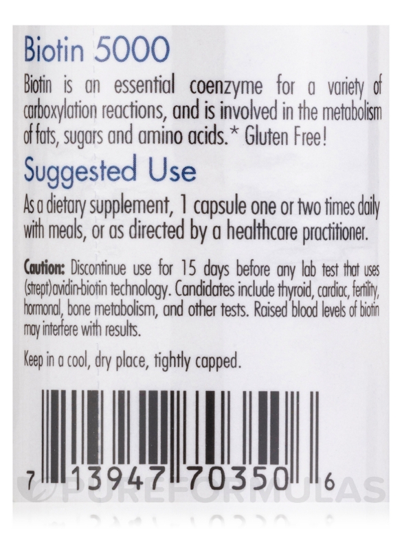 Biotin 5000 - 60 Vegetarian Capsules - Alternate View 4