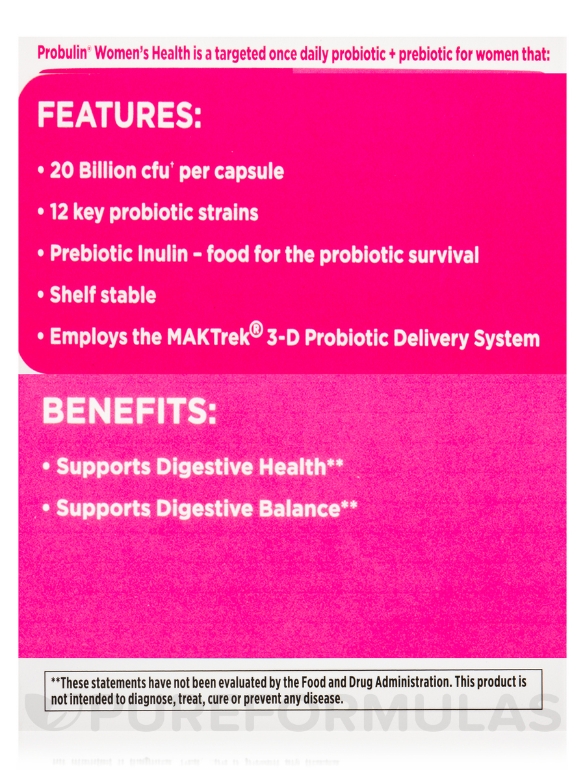 Women’s Health Probiotic 20 Billion CFU - 30 Capsules - Alternate View 8