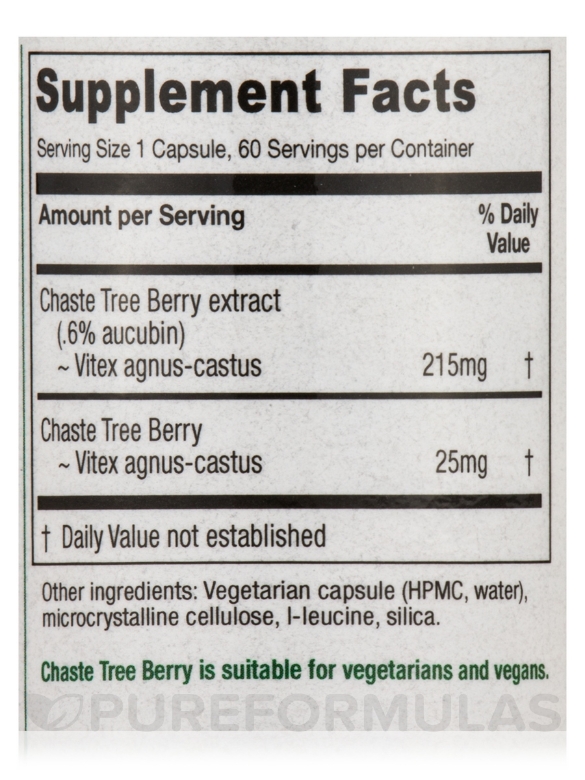 Chaste Tree Berry - 60 Vegetarian Capsules - Alternate View 3