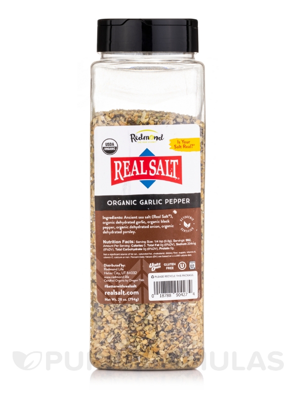 Real Salt - Organic Garlic Pepper Rub - Shaker - 28 oz (794 Grams) - Alternate View 1