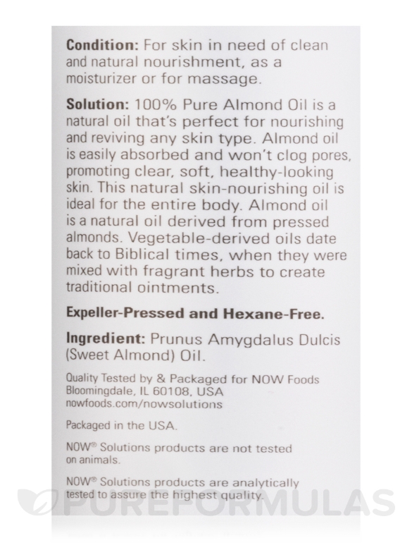 NOW® Solutions - Sweet Almond Oil - 16 fl. oz (473 ml) - Alternate View 3