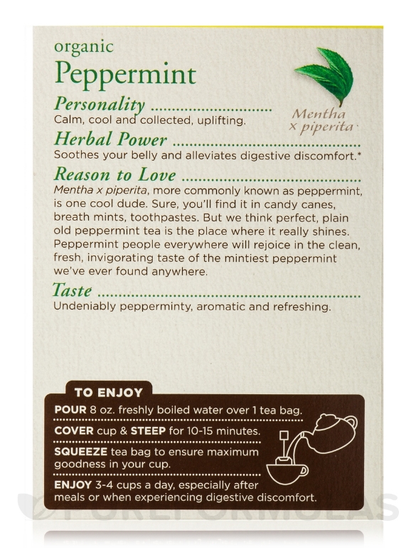 Organic Peppermint Tea - 16 Tea Bags - Alternate View 3