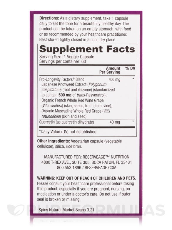 Resveratrol 500 mg - 60 Veggie Capsules - Alternate View 4