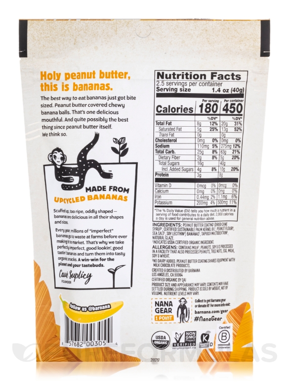 Organic Peanut Butter Chewy Banana Bites - 3.5 oz (100 Grams) - Alternate View 1